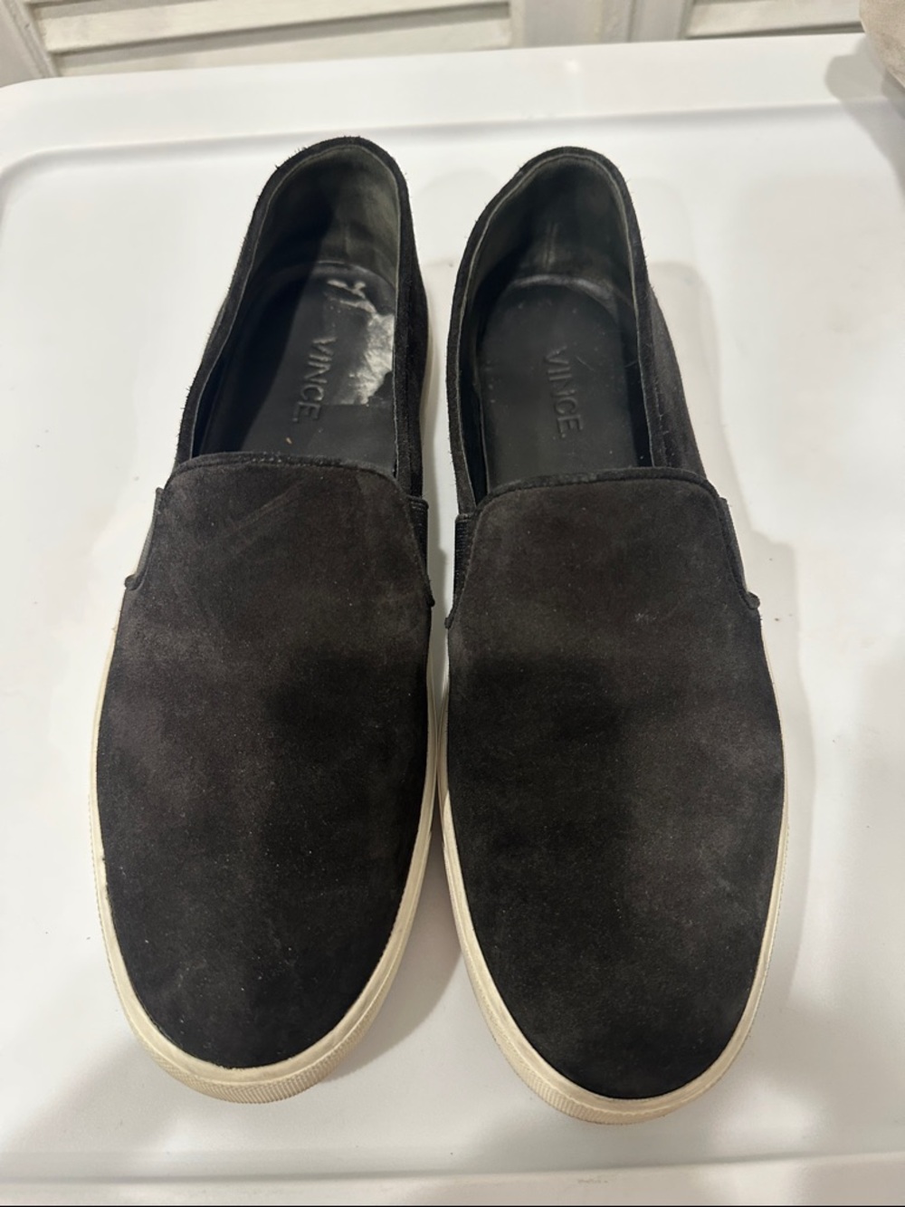 Vince black Suede Slip-On tennis shoes size 8.5 classic minimalist classic
